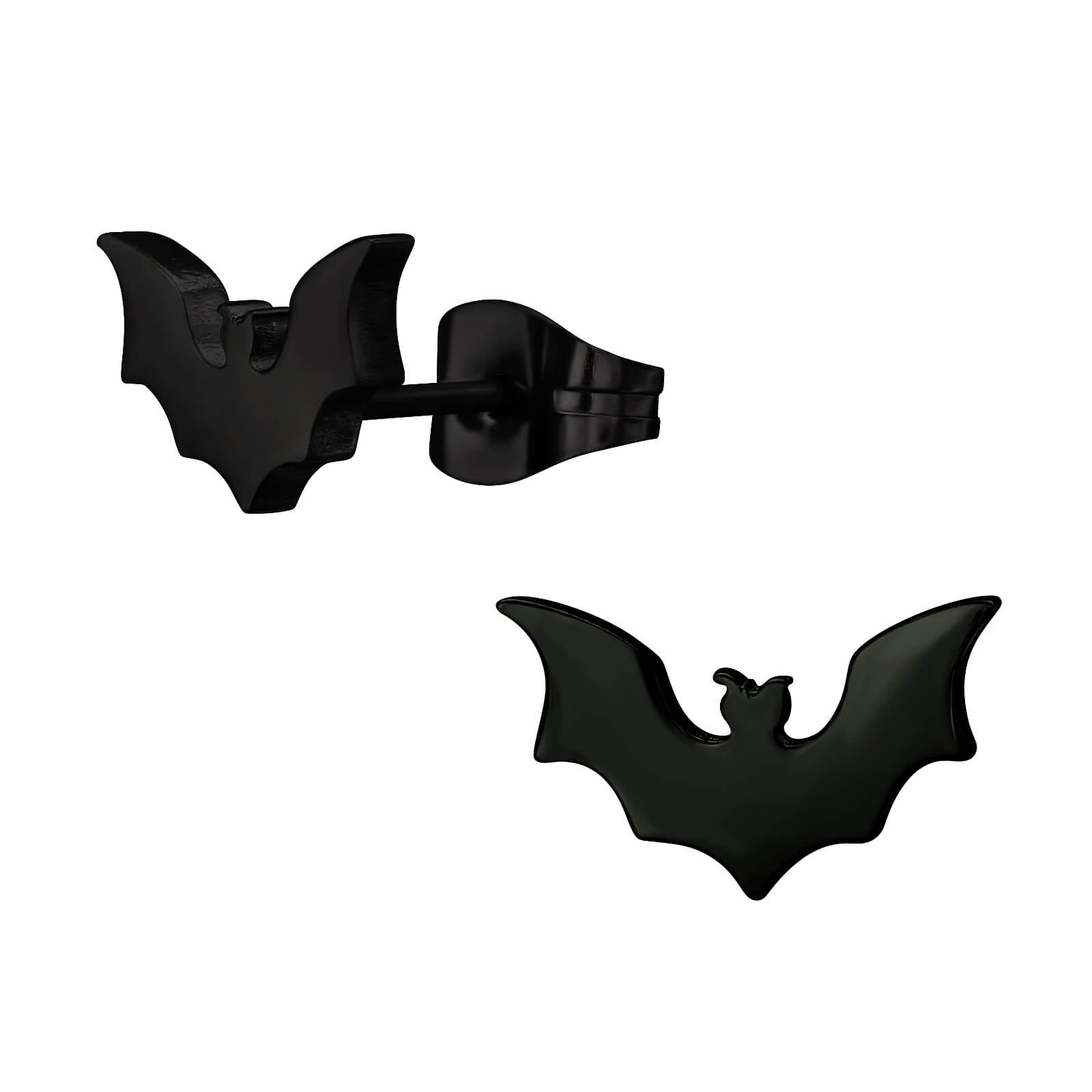 Clous d'oreille acier noir Chauve-Souris