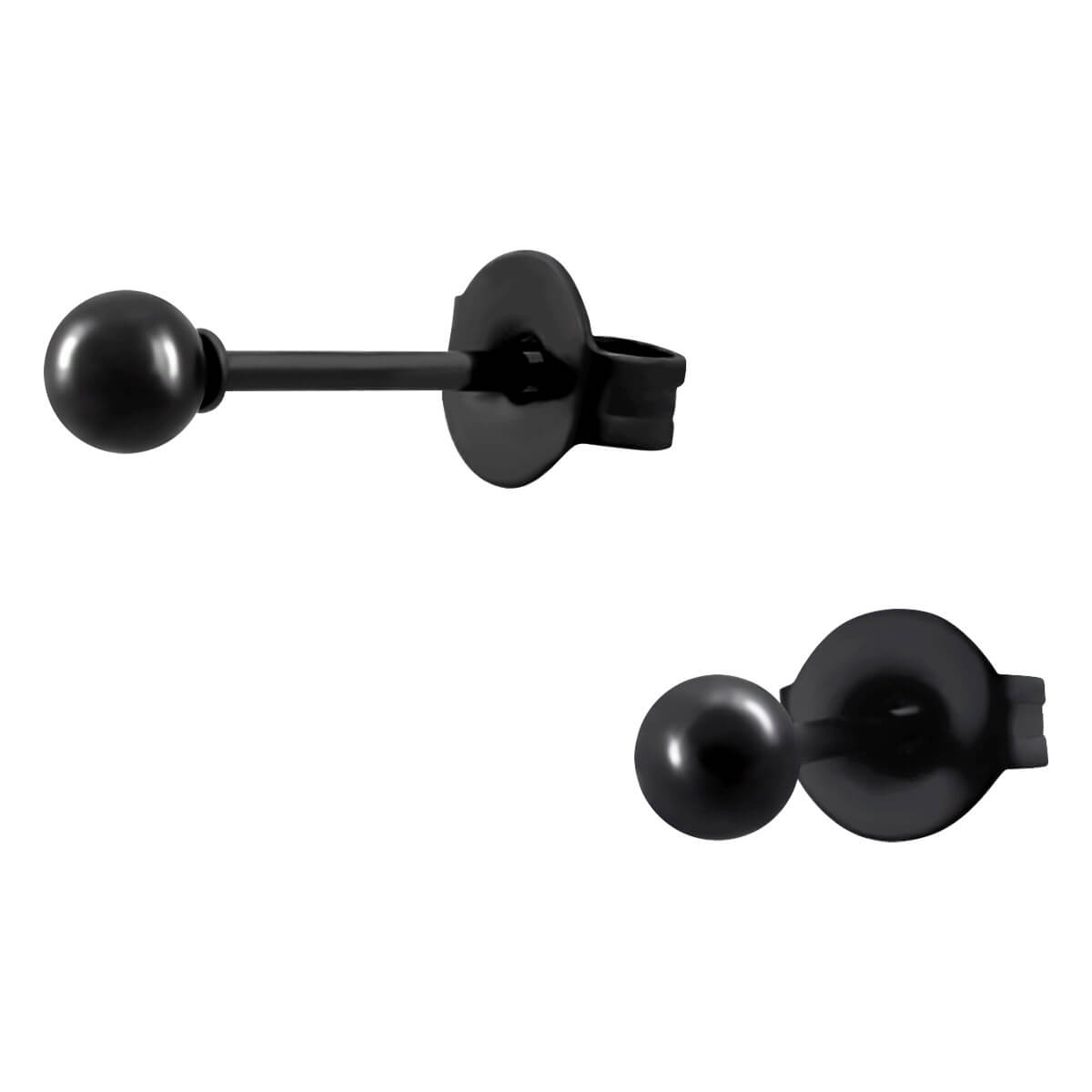 Clous d'oreille acier noir boule 3mm