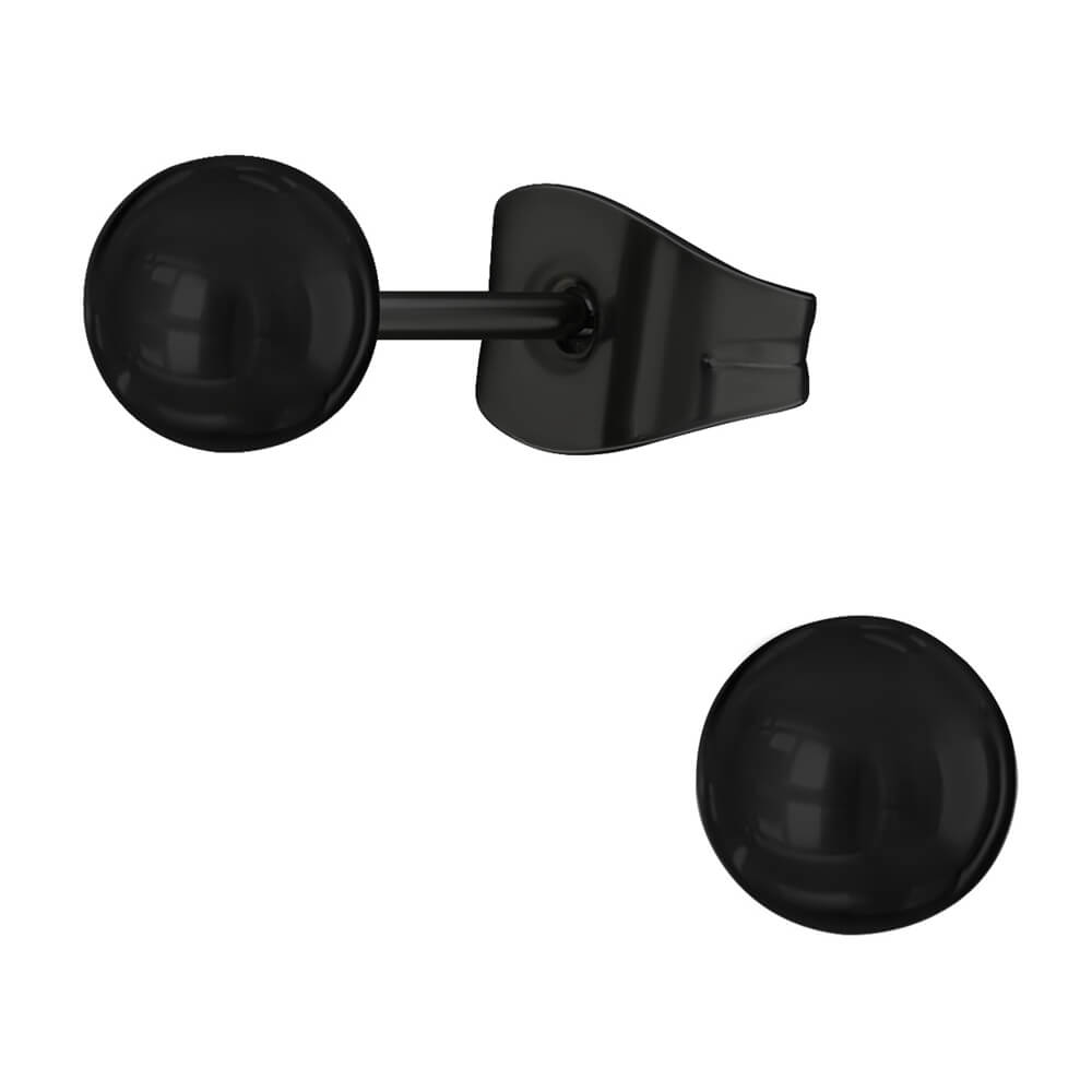 Clous d'oreille acier noir boule 4mm