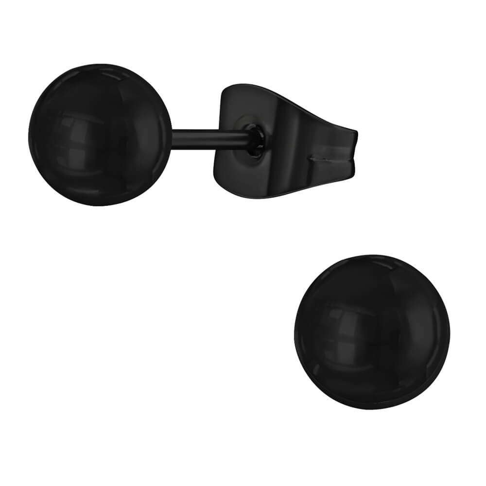 Clous d'oreille acier noir boule 5mm