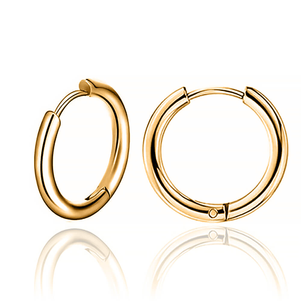 Paire de créoles plaqué or 18k 2mm x 10mm