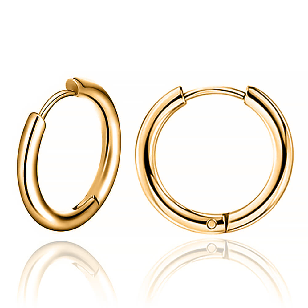 Paire de créoles plaqué or 18k 2mm x 12mm