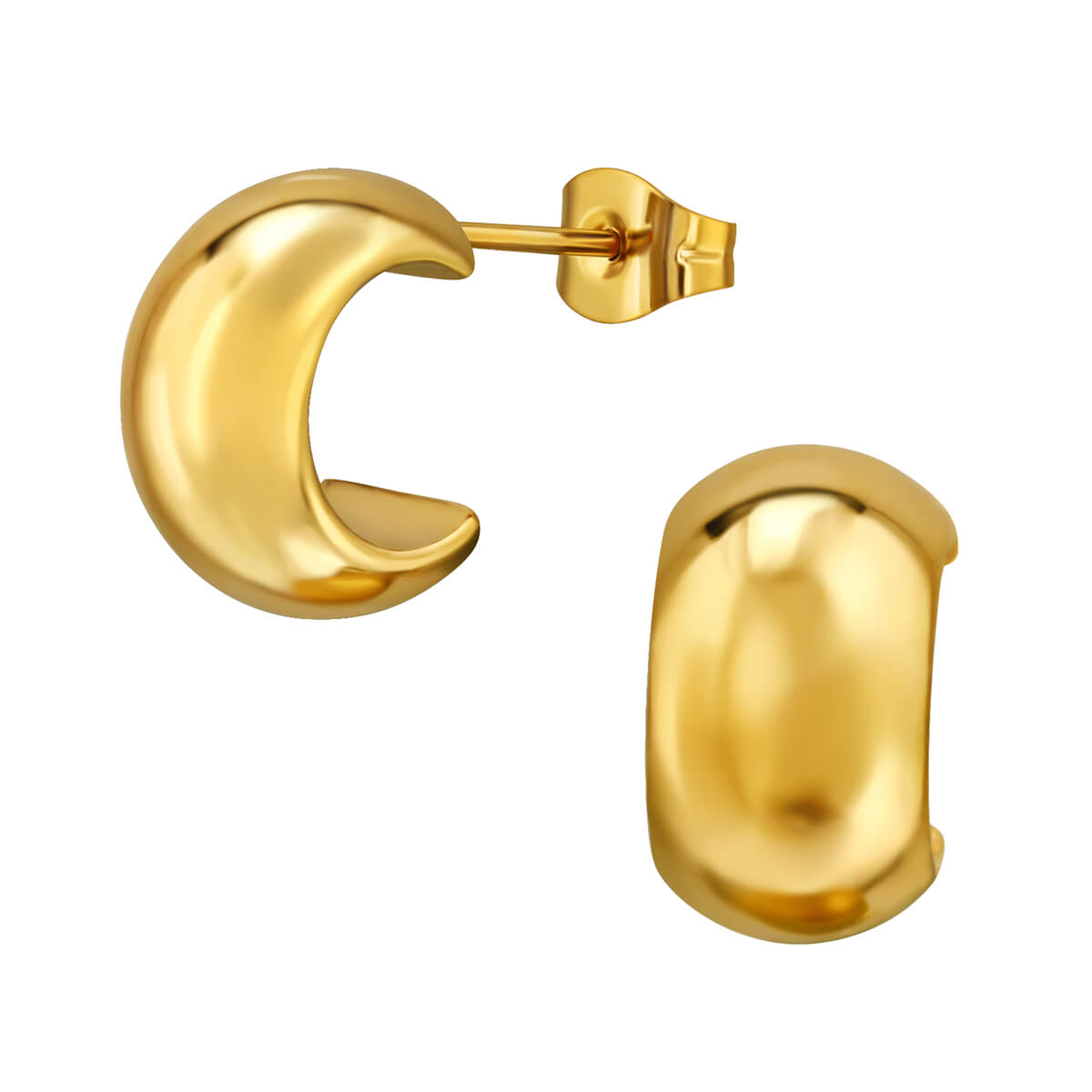 Corsaires à poussettes acier plaqué or 14k 12.5mm