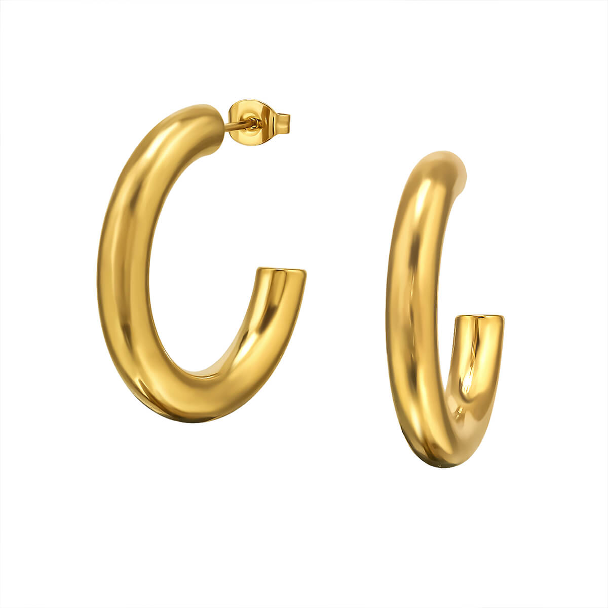 Corsaires à poussettes acier plaqué or 14k 30mm