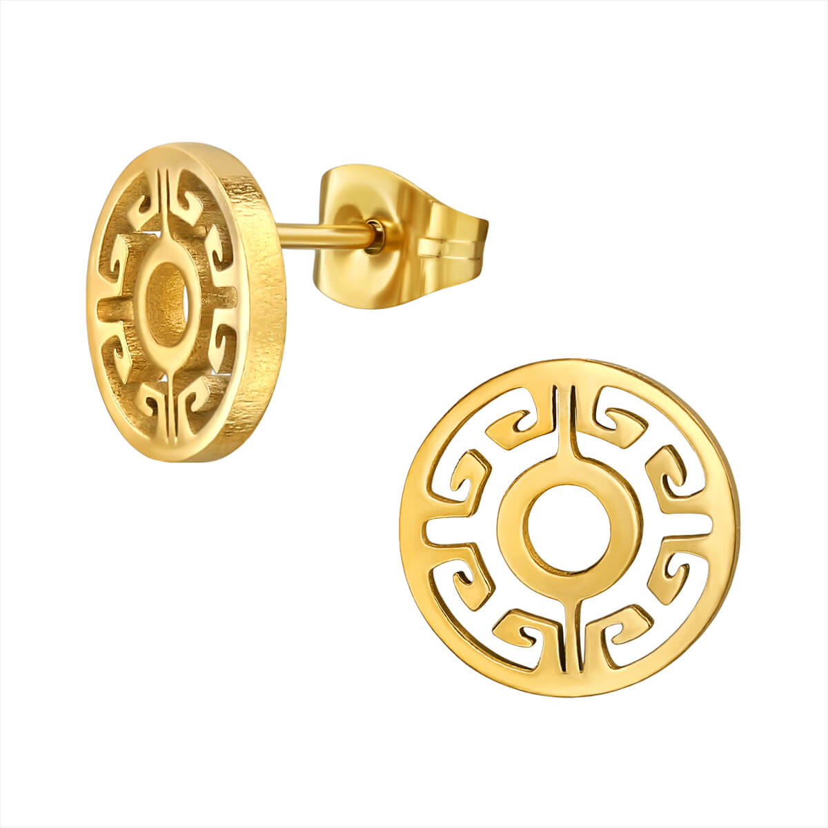 Clous d'oreille acier plaqué or 14k Troie