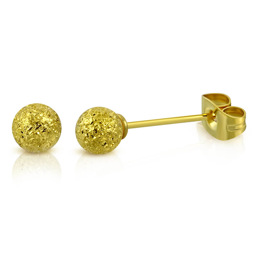 Clous d'oreille plaqué or jaune 14k boule pailletée 3mm