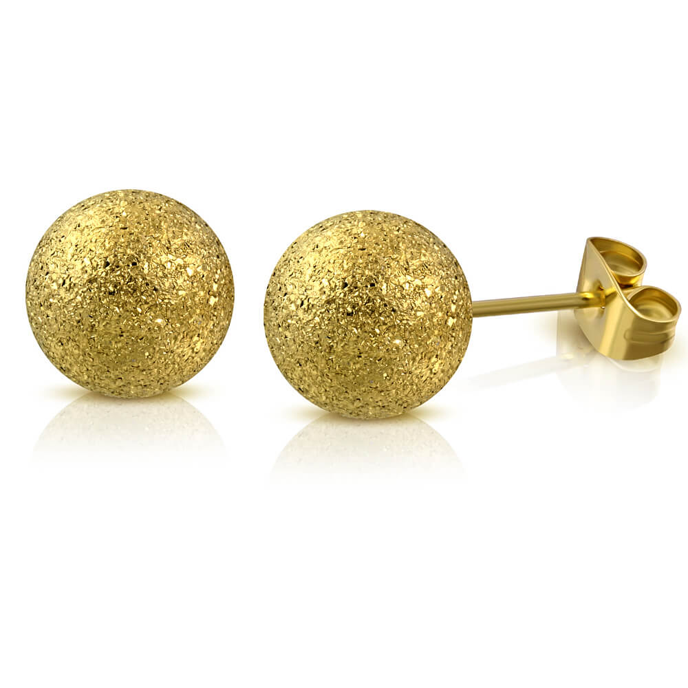 Clous d'oreille plaqué or jaune 14k boule pailletée 5mm