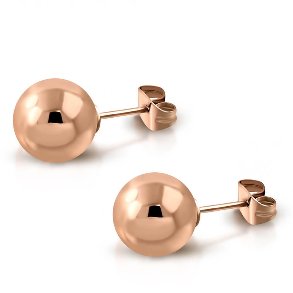 Clous d'oreille plaqué or rose boule 5mm