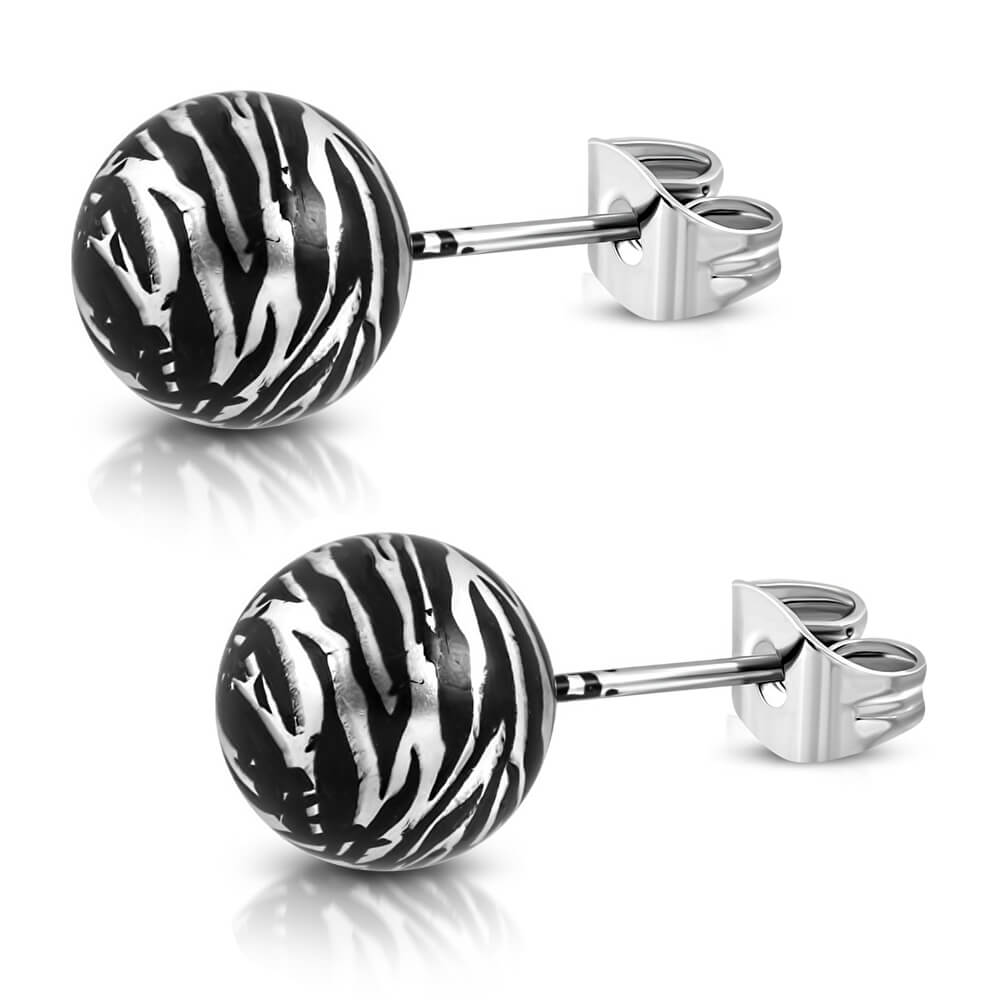 Clous d'oreille Silver Zebra