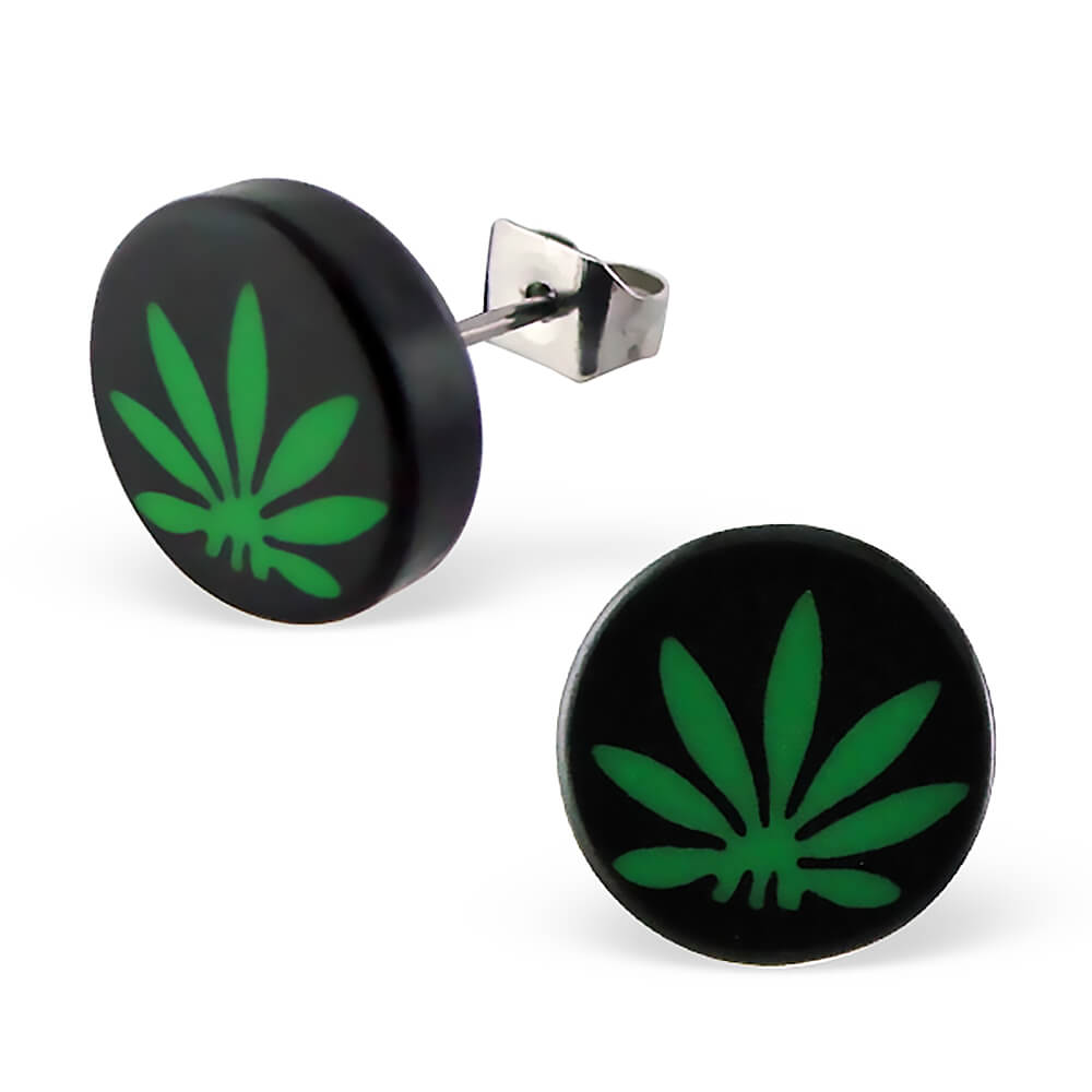 Clous d'oreille acrylique Cannabis