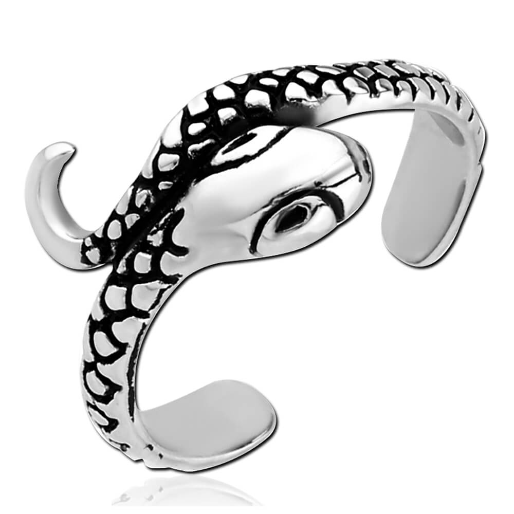 Bague d'orteil acier Serpent