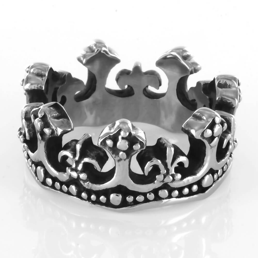 Bague acier Fleur de Lys Royal Crown