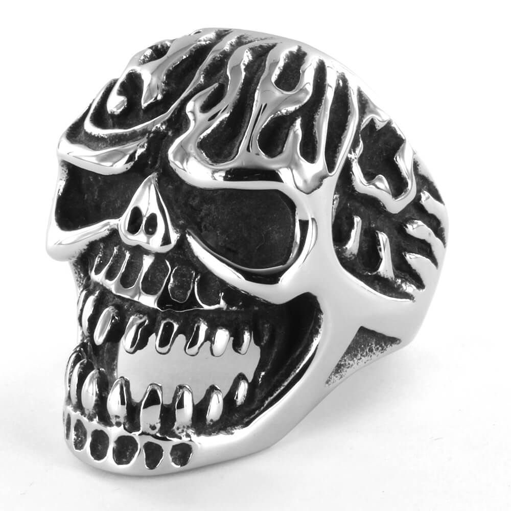 Bague acier Cracked Head Ghost Skull