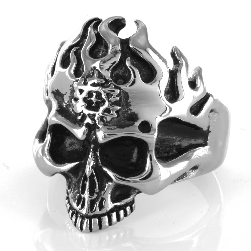 Bague acier Evil Fire Skull