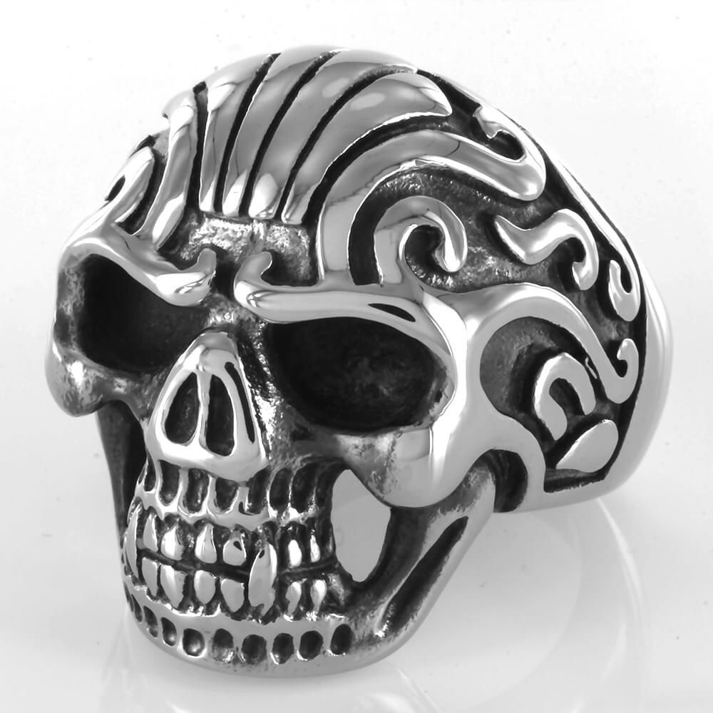 Bague acier Vintage Gothic Ghost Skull