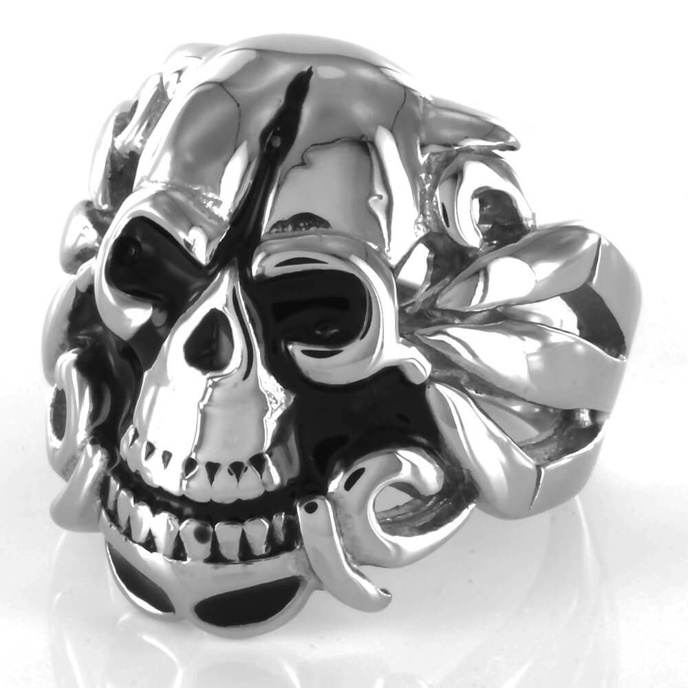 Bague acier Grinning Biker Ghost Skull