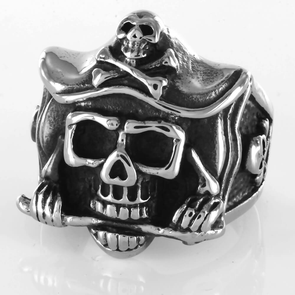 Bague acier Crossbones Captain Pirate Skull