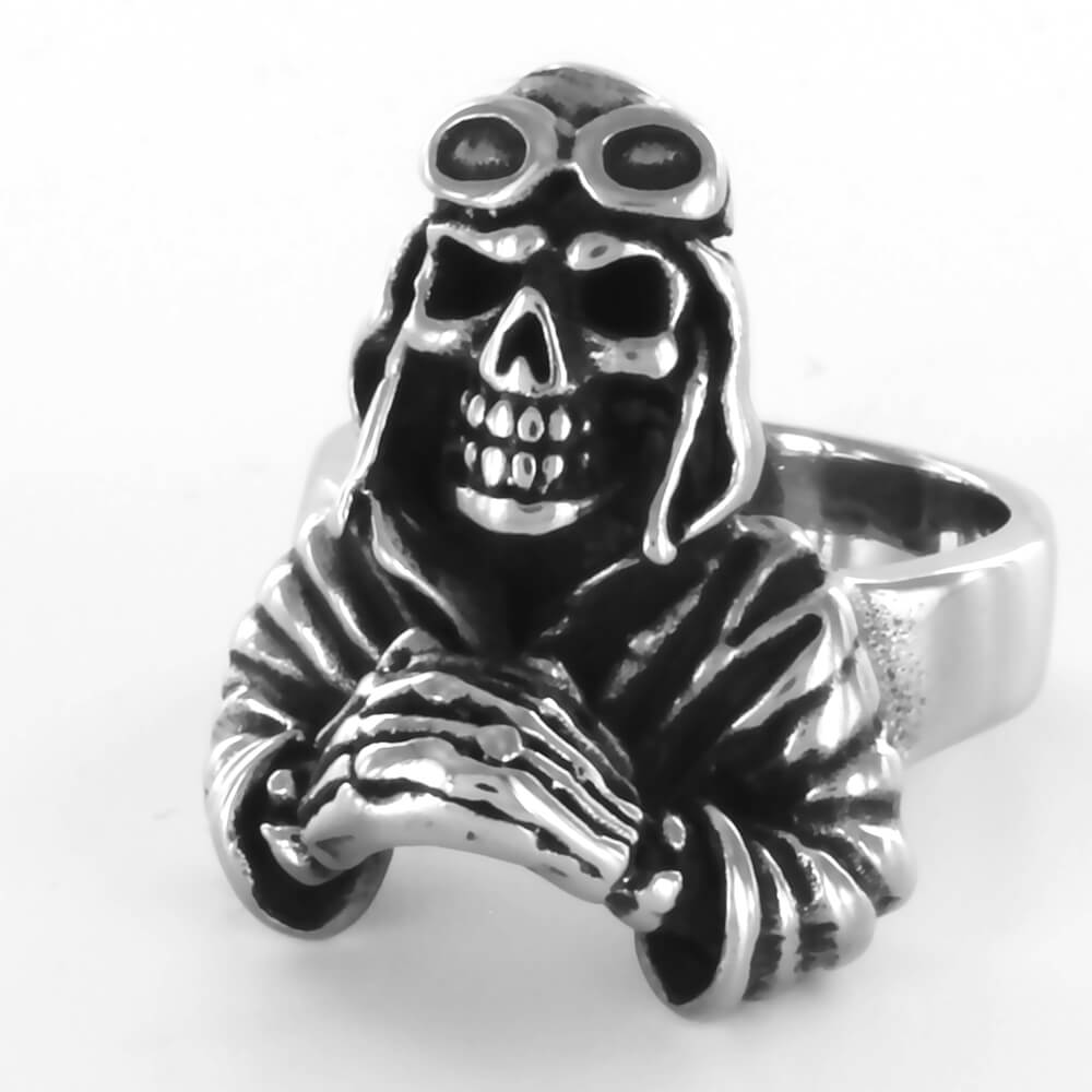 Bague acier Praying Biker Skull