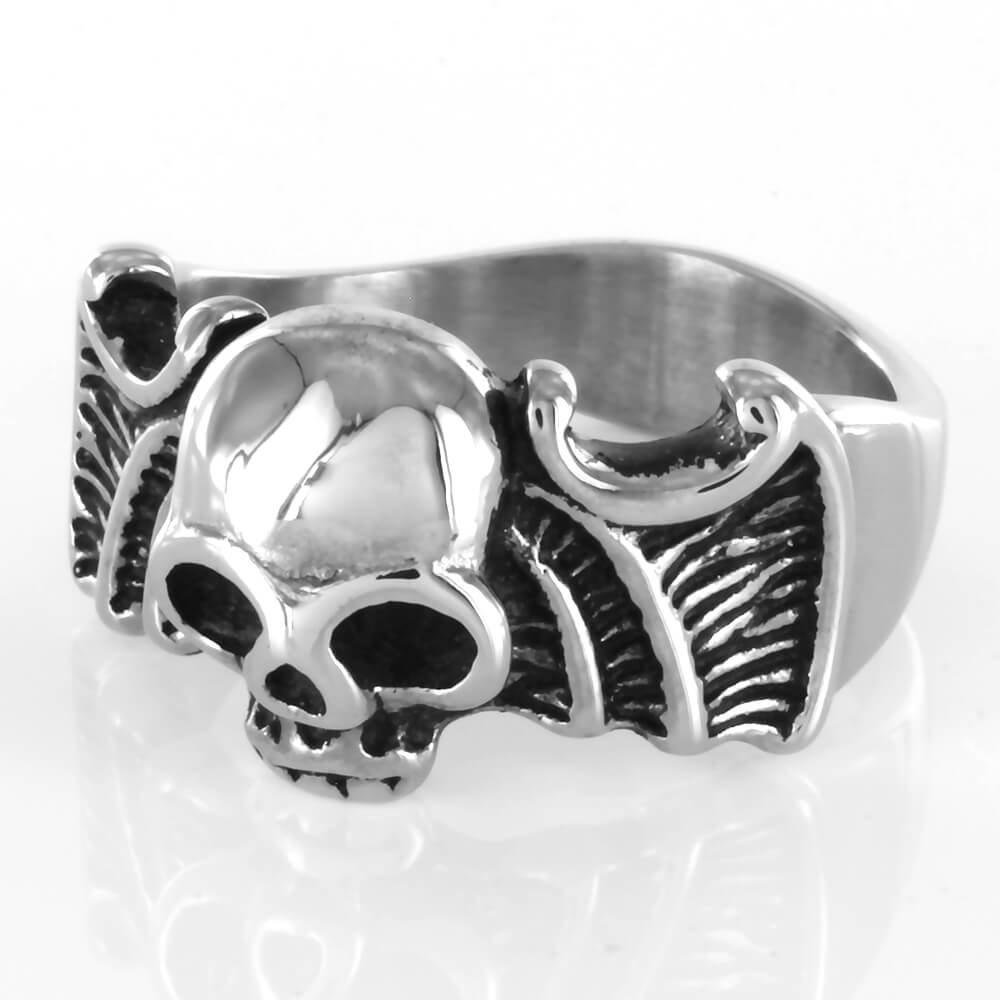 Bague acier Bat Wing Vampire Ghost Skull