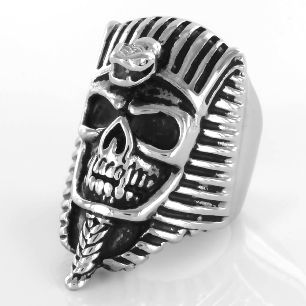 Bague acier Egyptian Pharoah Mummy Skull