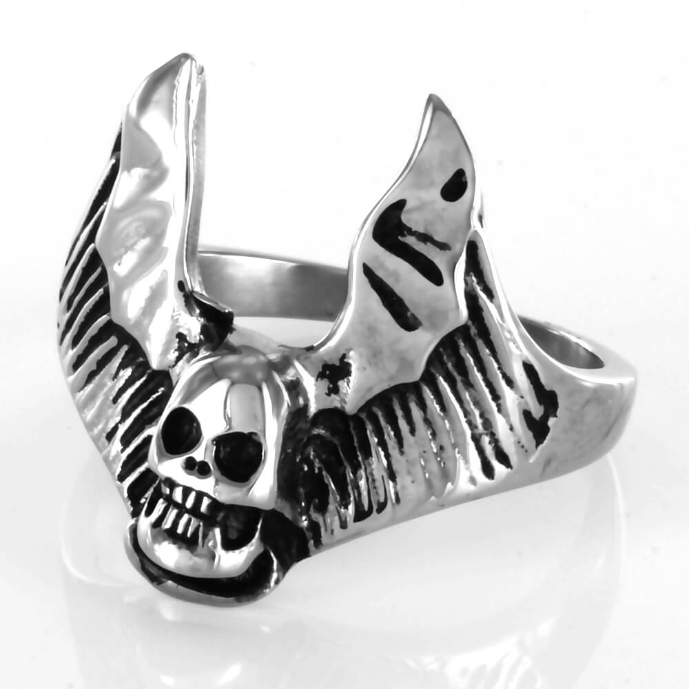 Bague acier Bat Winged Skull