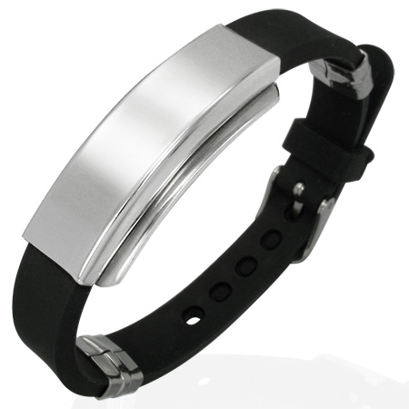 Bracelet silicone double plaque Acier