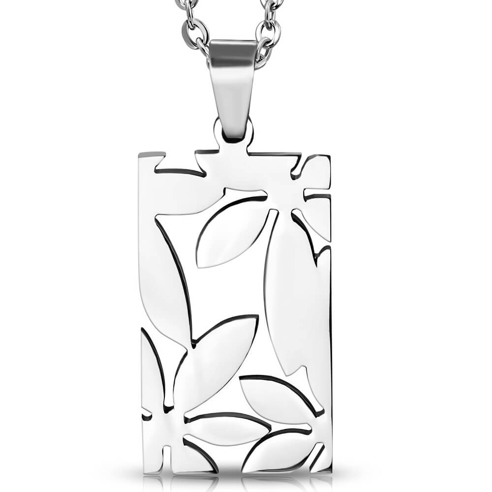 Pendentif acier plaque Fleurs B