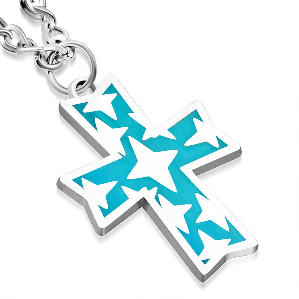 Pendentif avec chaîne rhodium Croix