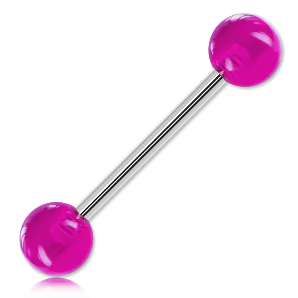 Barbell de langue acier boules acrylique uni