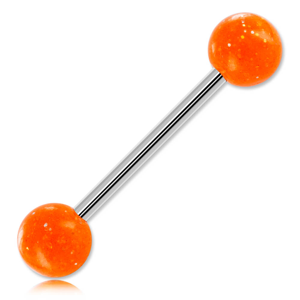 Barbell de langue acier boules acrylique Paillettes