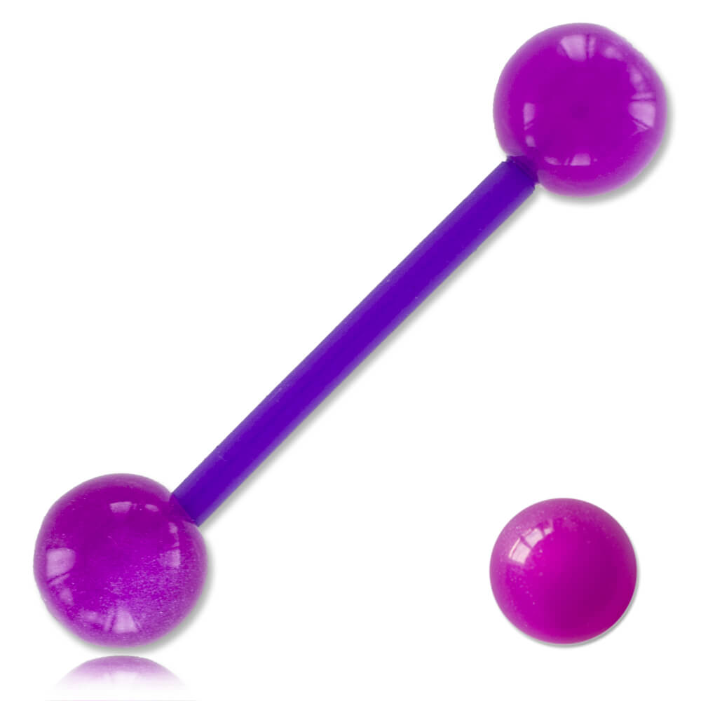 Barbell de langue Biosafe boules acrylique nacrée