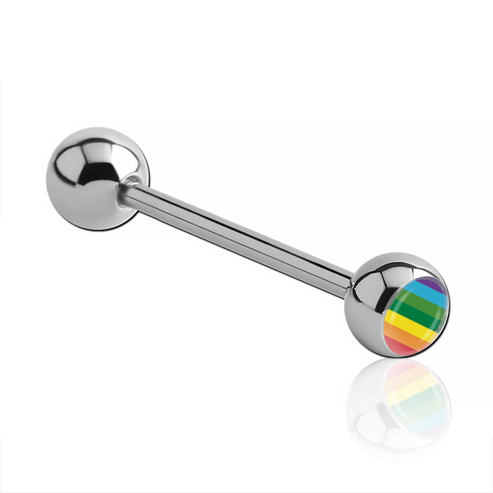 Barbell de langue acier boule logo Rainbow Flag
