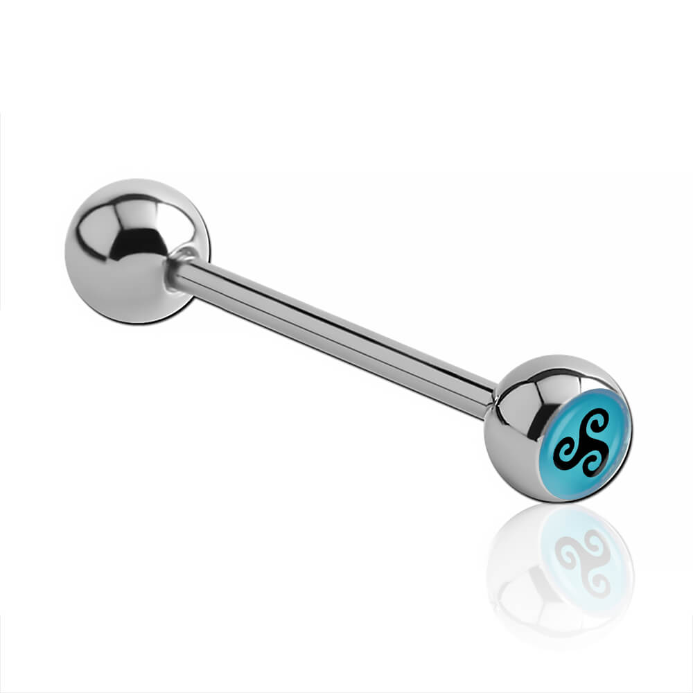 Barbell de langue acier boule logo Triskel