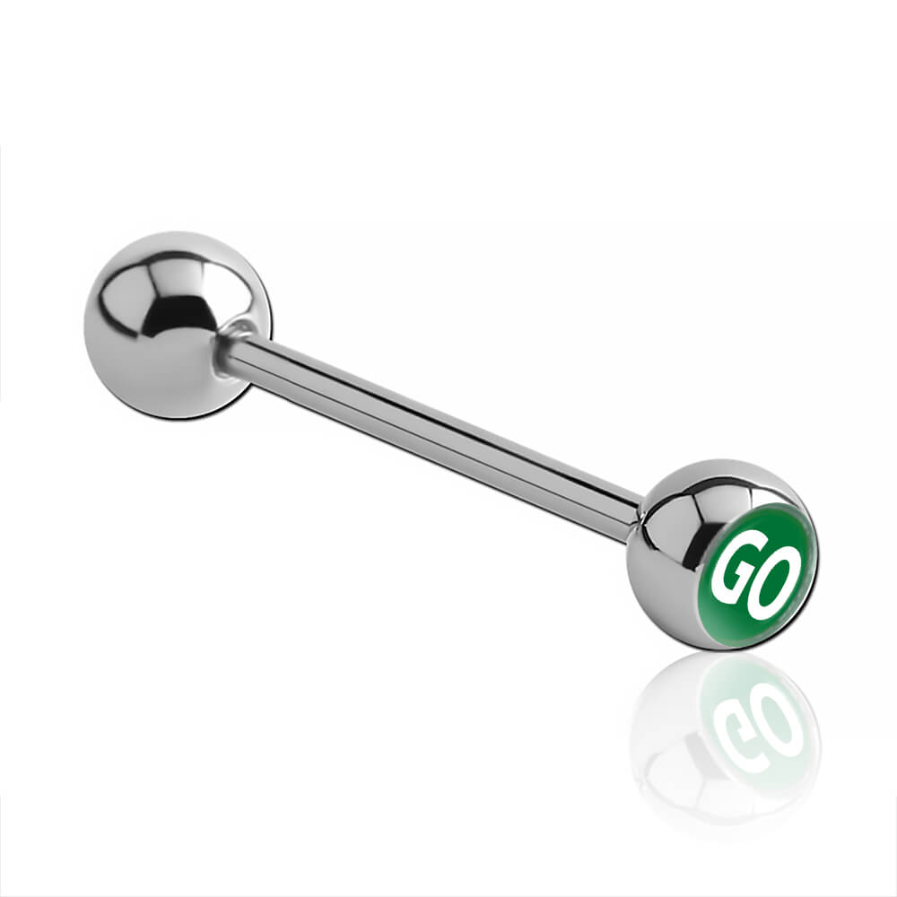 Barbell de langue acier boule logo Go