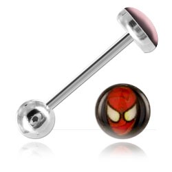 Barbell de langue acier logo Spiderman