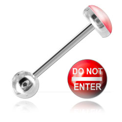 Barbell de langue acier logo Do Not Enter