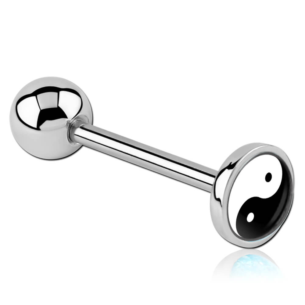 Barbell de langue acier disque logo Yin Yang