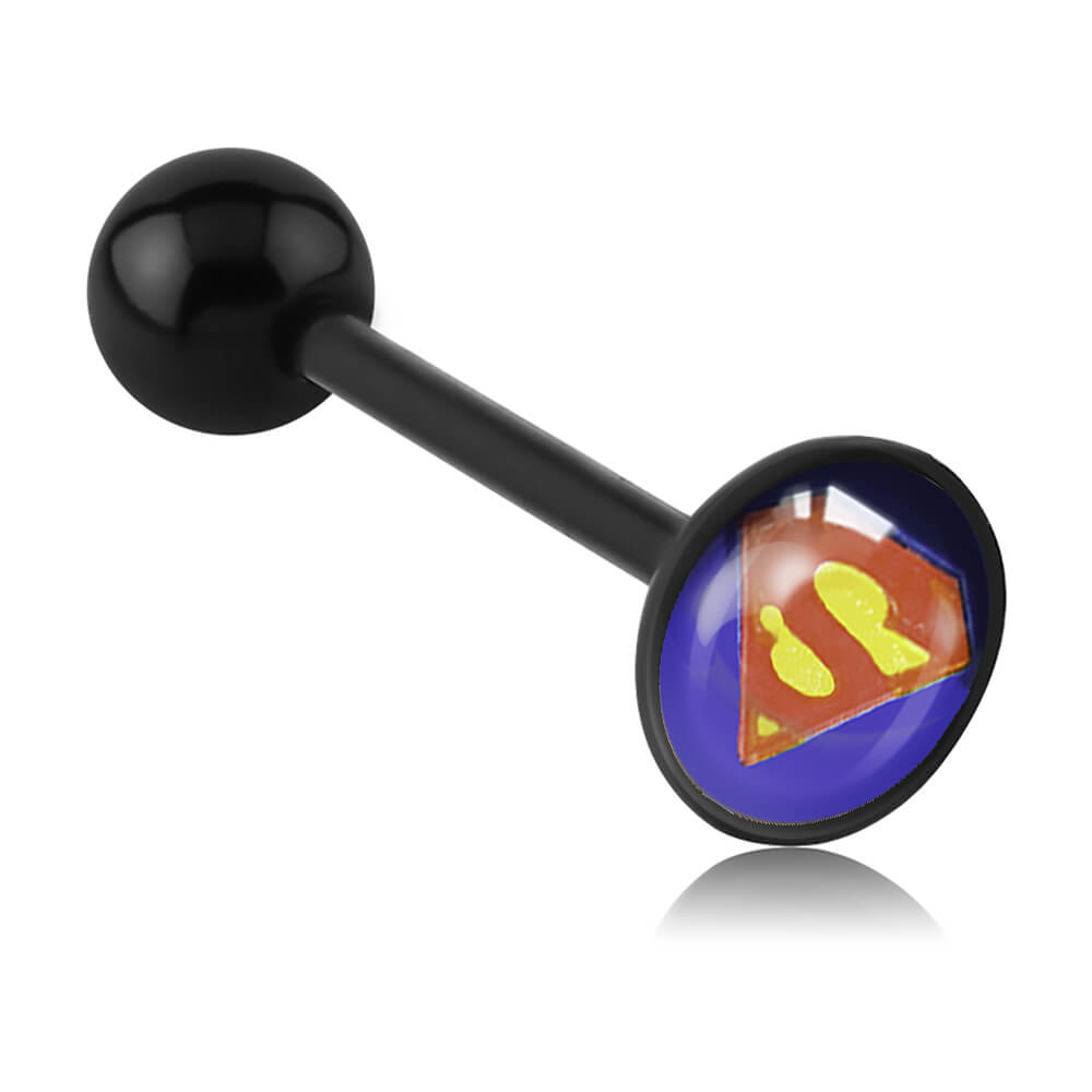 Barbell de langue acrylique logo disque Superman