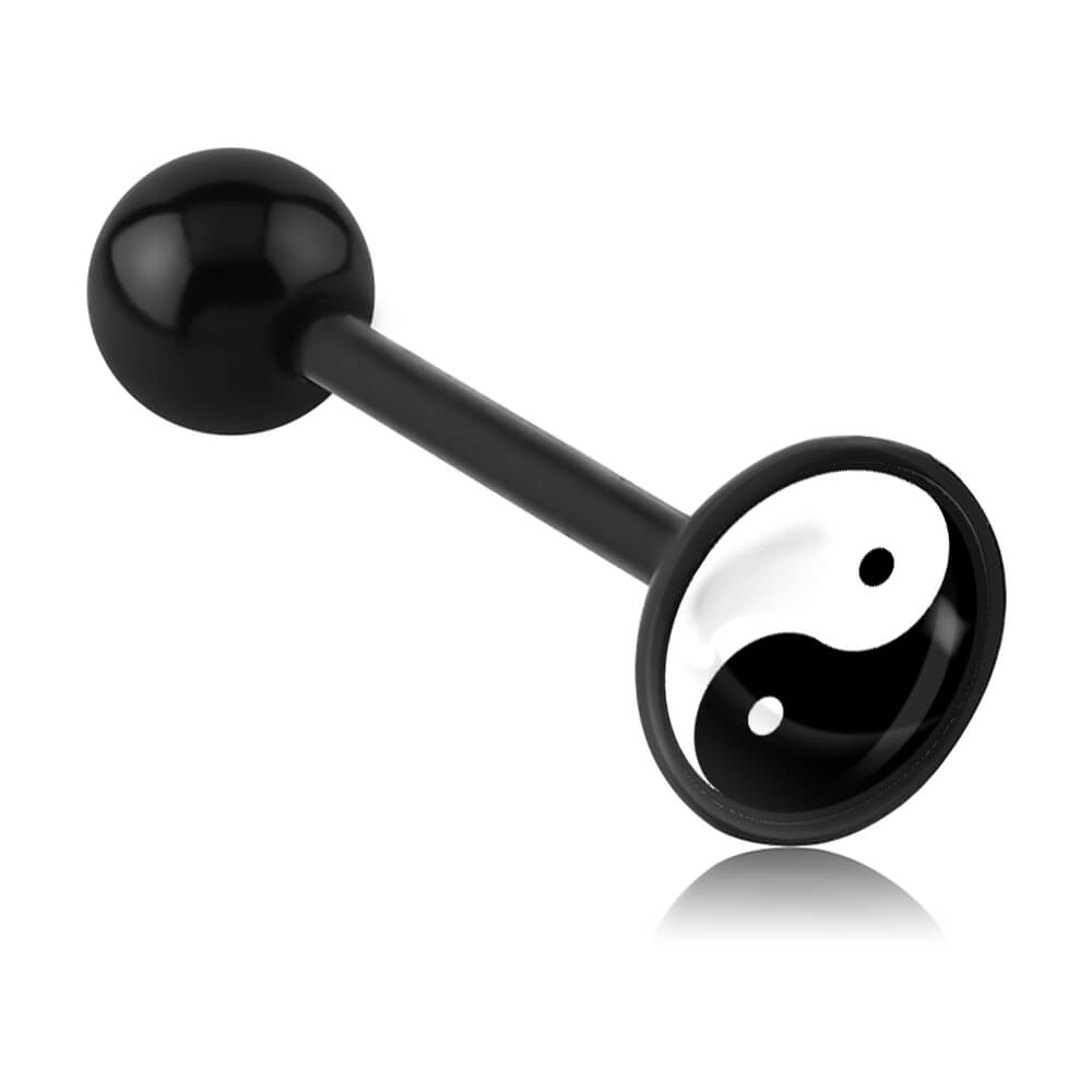 Barbell de langue acrylique logo disque Yin Yang