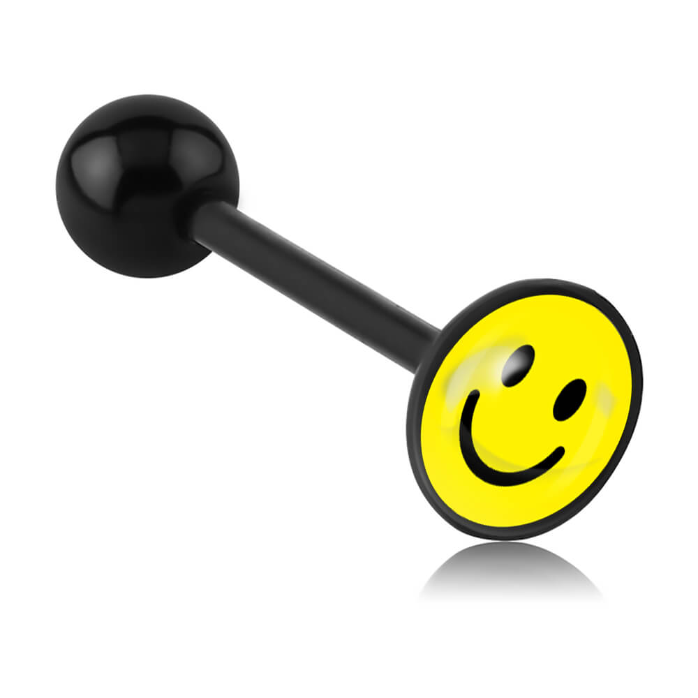Barbell de langue acrylique logo disque Smile