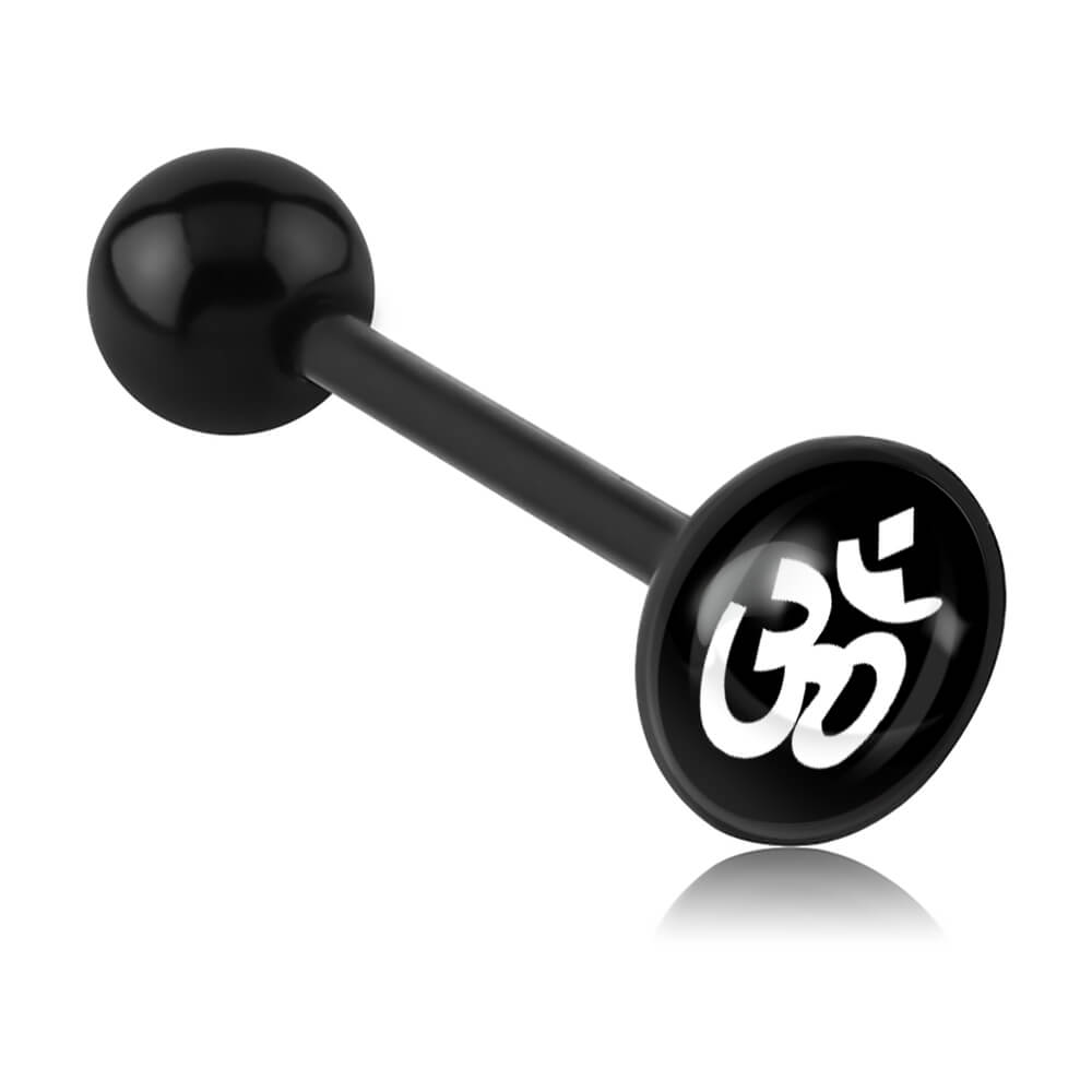 Barbell de langue acrylique logo disque Ohm