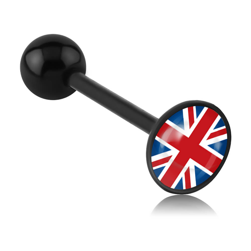 Barbell de langue acrylique logo disque UK Union Jack