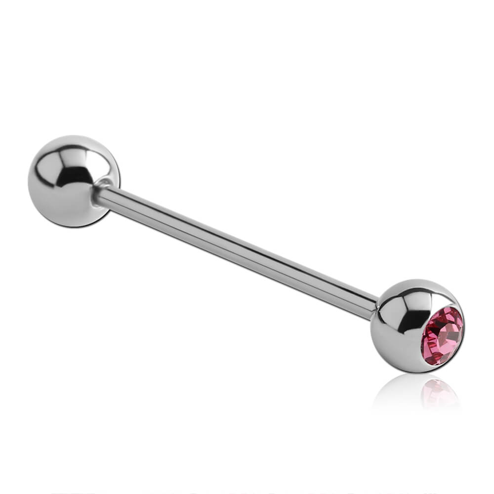 Barbell acier boule strass cristal