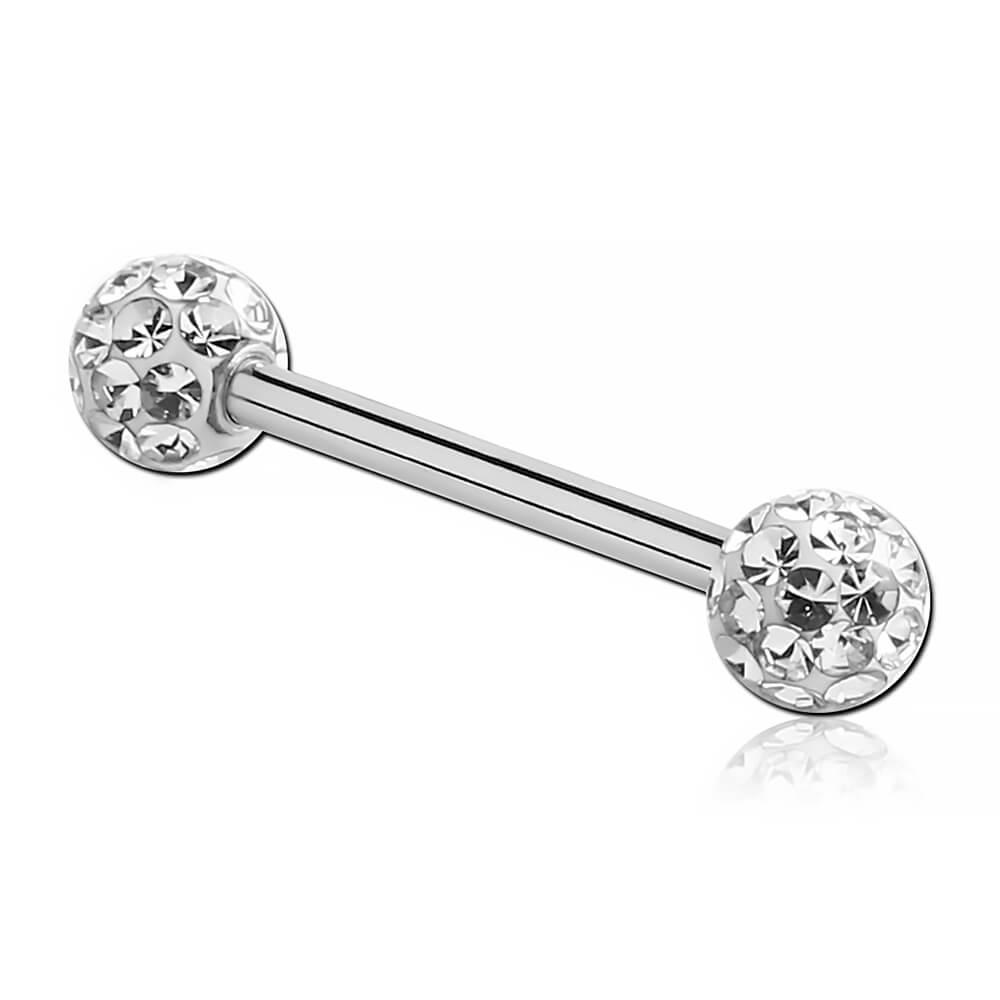 Barbell de langue acier boules Cristal Chic