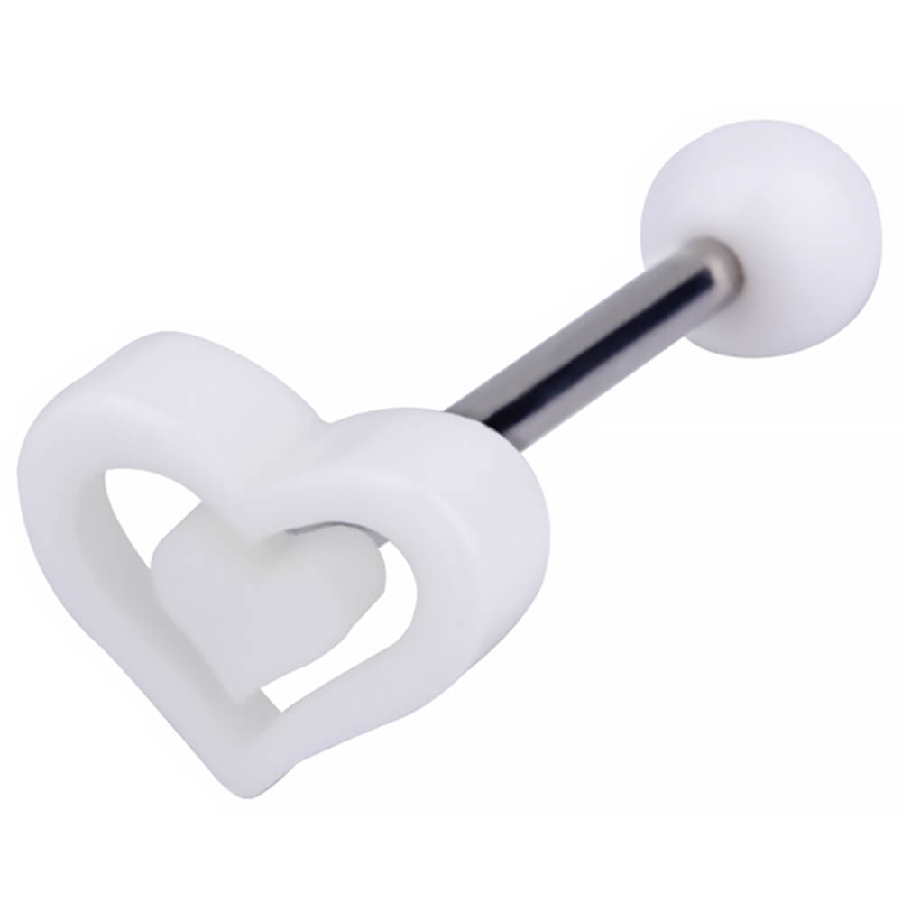 Barbell de langue acier Coeur double acrylique