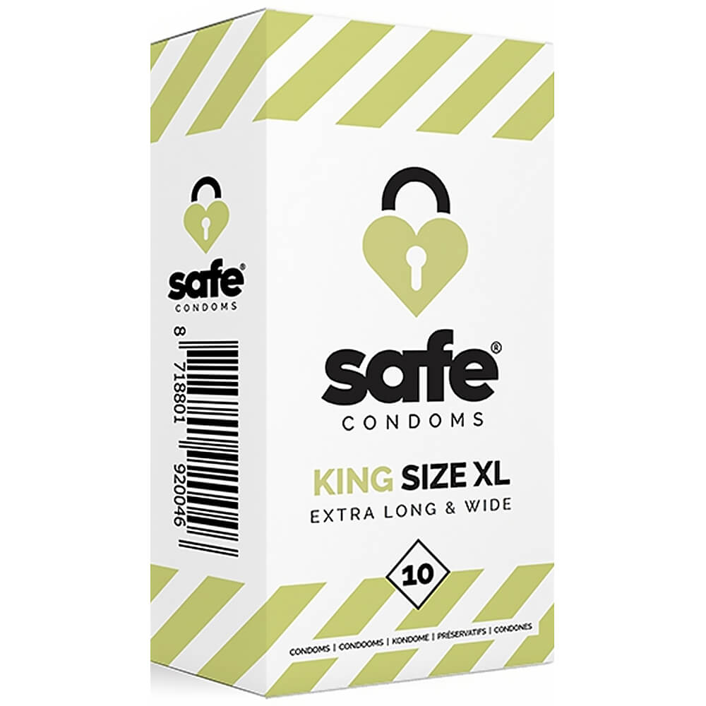 Préservatifs masculins latex larges Safe Condoms King Size XL x10