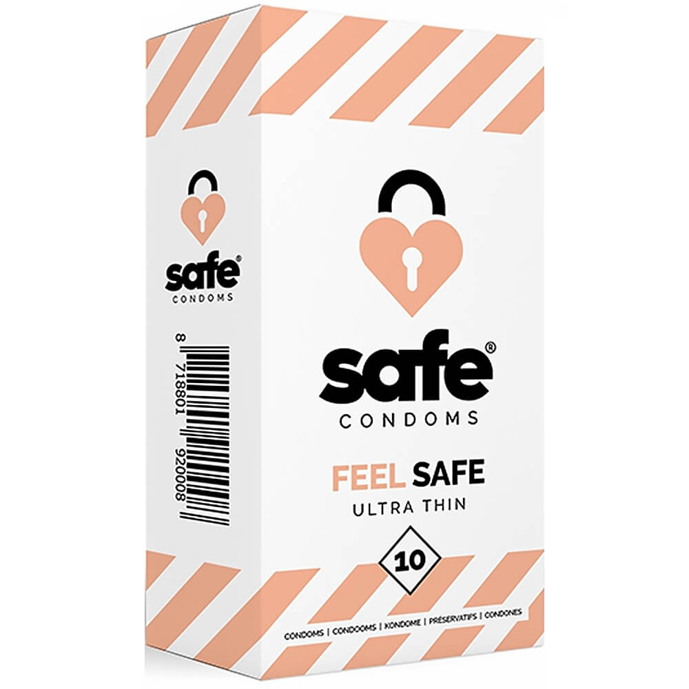 Préservatifs masculins latex fins Safe Condoms Feel Safe x10