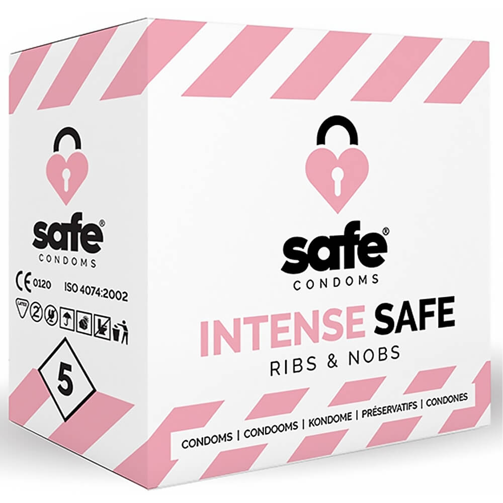 Préservatifs masculins latex texturés Safe Condoms Intense Safe x5