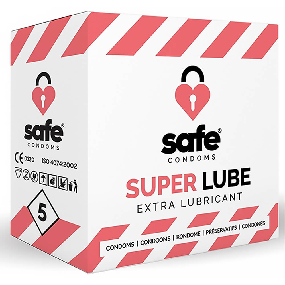 Préservatifs masculins latex lubrifiés Safe Condoms Super Lube x5