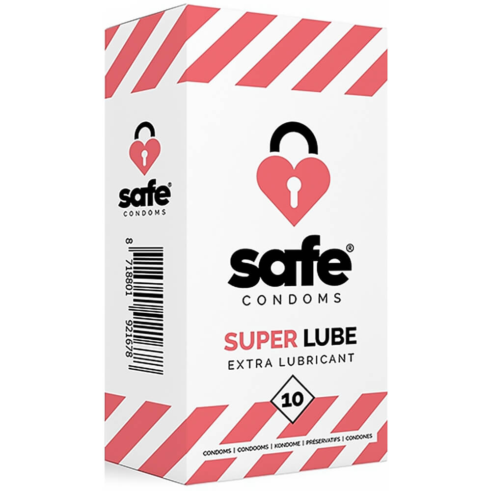 Préservatifs masculins latex lubrifiés Safe Condoms Super Lube x10